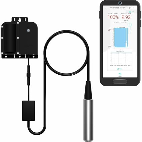 YoLink Smart Water Depth Sensor, Liquid Level Sensor, 16ft, Long-Range LoRa, Real-Time Alerts, Automation, Battery Up to 10 Years, Liquid Density Adjustable, Hub Required, YS7905
