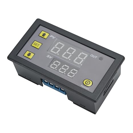 Podazz Dc 12v Timer Relay,Time Delay 0-999s/min/h Timer Infinite Loop Delay Dual Digital Display with Led Display Time Relay Switch Module for Lights, Water Pumps, Engines