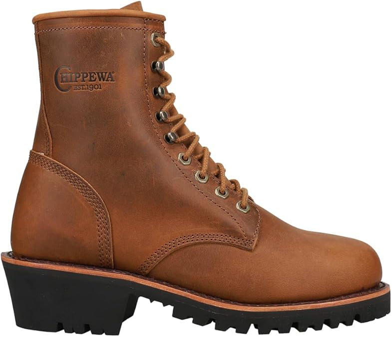 Chippewa Mens Classic 2.0 Limited Edition Logger 8 Inch Waterproof Round Toe Work/Duty - Brown - Size 9.5 D