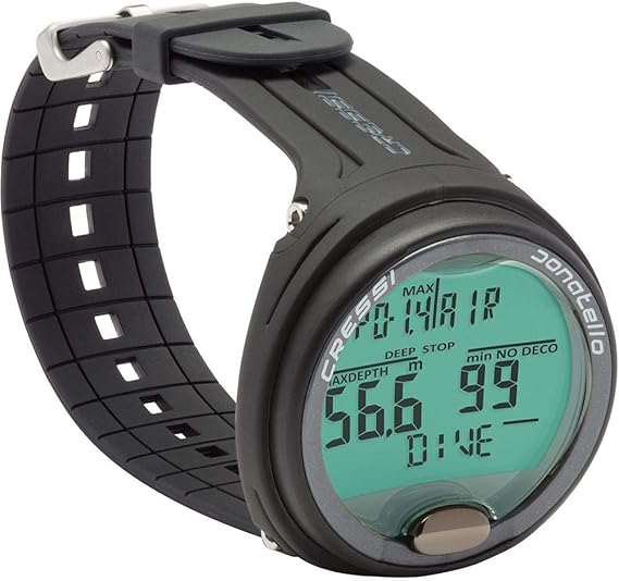 Cressi Donatello Dive Watch, Dive Computer, Single Button, Black/Silver