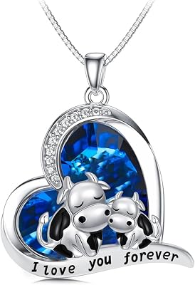 Cute Animal Gifts for Women Cow Necklace 925 Sterling Silver RaccoonHippo Pendant Cow Jewelry Gift for Birthday Christmas