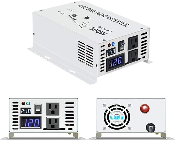 WZRELB 500w Pure Sine Wave Solar Power Inverter 24v DC to 120v AC 60hz