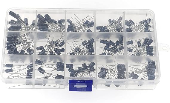 DollaTek 200PCS 15 Values 10V,16V,25V,50V Electrolytic Capacitors Assortment Box Range 0.1uF to 220uF