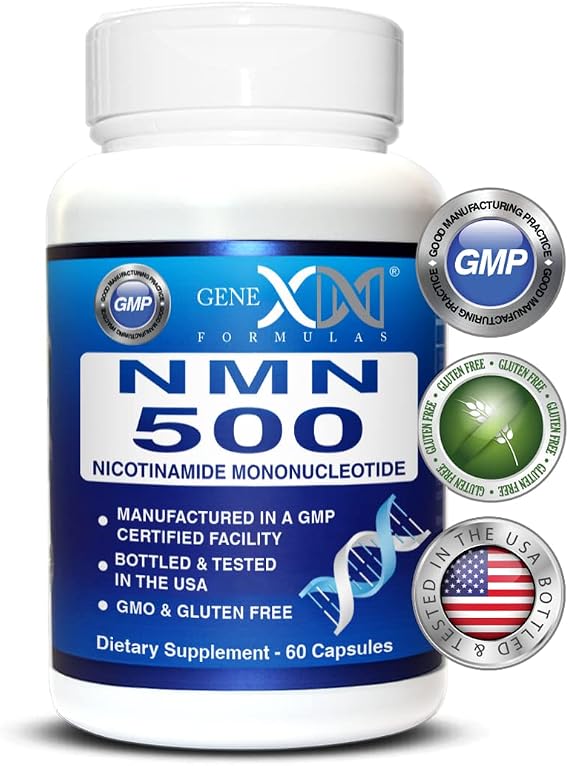 Genex Formulas NMN 500mg - 99% Pure Shelf Stabilized Supplement Capsules for Increased NAD Levels & Healthy Aging, GMP Certified, 500mg per Serving, 60 Capsules
