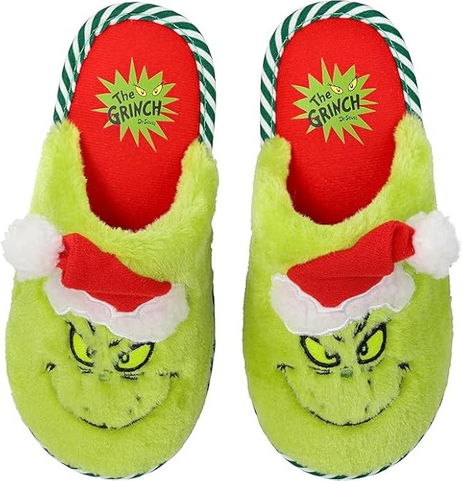 GRINCH Holiday Slippers, Unisex Sizing for Men and Women, Men's 13-14/Women's 15-16