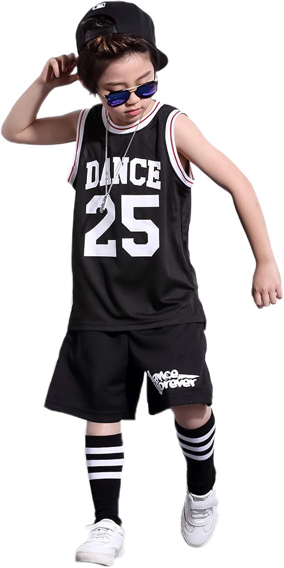 LOLANTA Boys 2 Piece Tank Top and Shorts Set, Kids Hip Hop Street Dance Costume Basketball Outfits