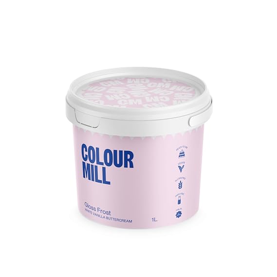 Colour Mill Oil-Based Food Coloring, 20 Milliliters Kickstarter-12 Pack with Gloss Frost White Buttercream, 1 Liter (2.2LBS), BUNDLE SET