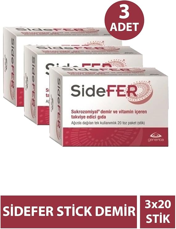 Sidefer Demir ve Vitamin İçeren Takviye, 14 mg, 3x20 Stik