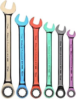 Pittsburgh 6 Piece Metric Ratcheting Color Combo Wrench Set