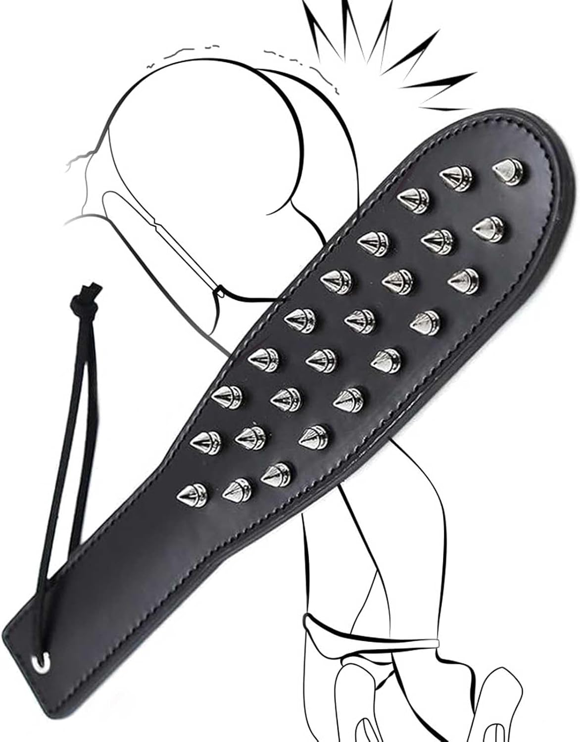 Spanking Paddle for Sex Leather SM Tool with safe Rivet Sex Paddle for Extra Sensation Flirt Paddle Sex Restraint Bondage Adult Sex Paddle with Unique Design for CoupleWomen BDSM
