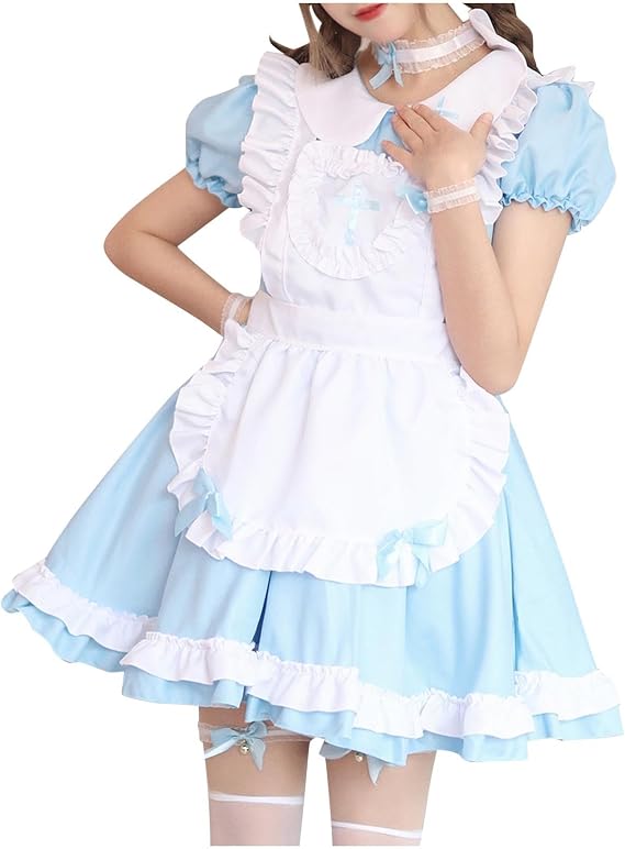 Classic French Maid Costume Apron Fancy Dress Halloween Cosplay Outfit Japanese Kawaii Anime Maid Lolita Dresses