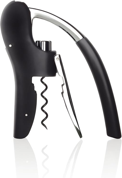 blomus -LEVERMAN PRO 63598 Chrome Plated Steel Corkscrew Set Automatic Wine Bottle Opener with Spiral Screw Exclusive Look Easy to Use (H x W x D): 14.5 x 14 x 3 cm Black