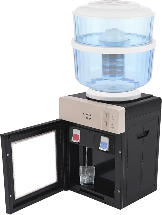 Top Loading Water Cooler Countertop Water Cooler Dispenser, Hot and Cold Water, 550W Electric Freestanding Water Dispenser w/Power Cord for Home Office Coffee Tea Bar Dorm Room