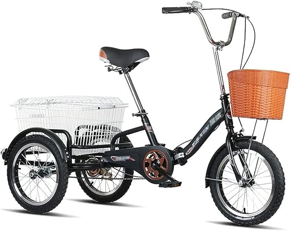 Adult Tricycle - 3 Wheel Bikes for Adults Shopping 3 Wheel Bikes Tricycles for Adults, 16 Inch Cargo with Large Basket for Recreation Shopping Picnics Exercisea for Men Women Bicycles
