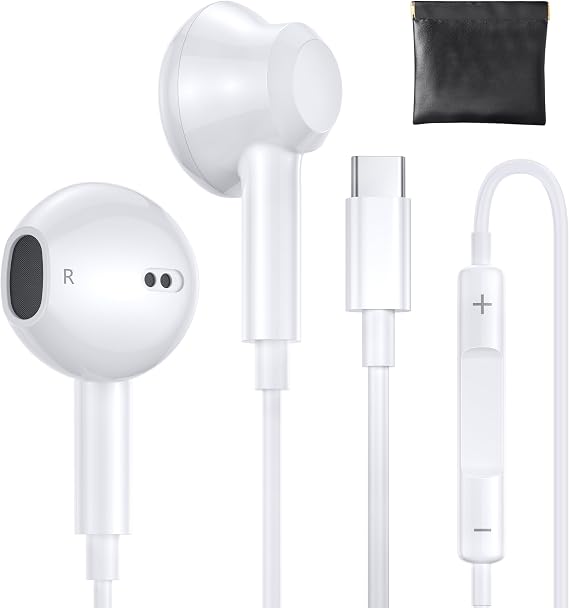 USB C Earphones for iPhone 17 Pro Max/17 Pro/Air, Apple Wired Headphones [MFi Certified] USBC Headphones for i Phone 16 with Mic & Volume Control HiFi Stereo Earbuds for iPhone 15/iPad
