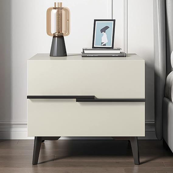 Modern Nightstand, with 2 Drawers, Small Spaces Side Table with Storage, Modern Dresser and Nightstand Sets, End Table for Bedroom (Color : Beige, Size : 40x41x44cm)