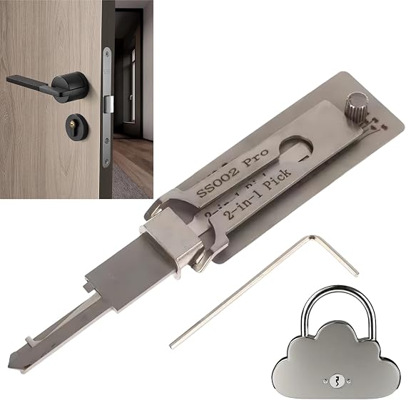 Sta/inless St/EEL Key Decoder,2 in 1 Lock Pick&Lock Picking Tool,Professional Loc/ksmith Tools,Durable Lock Picking Kit,Auto L/ock Pic/King kit for Beginners,Precision Design for Auto,Easy to Operate