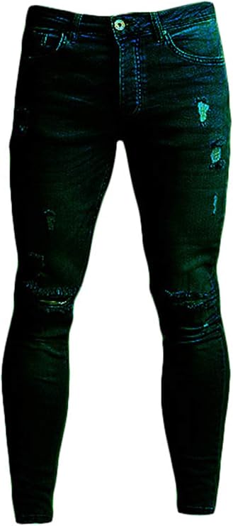 Andongnywell Men's Slim Fit Stretch Destroyed Denim Pants Casual Skinny Stretch Distressed Jeans Trousers