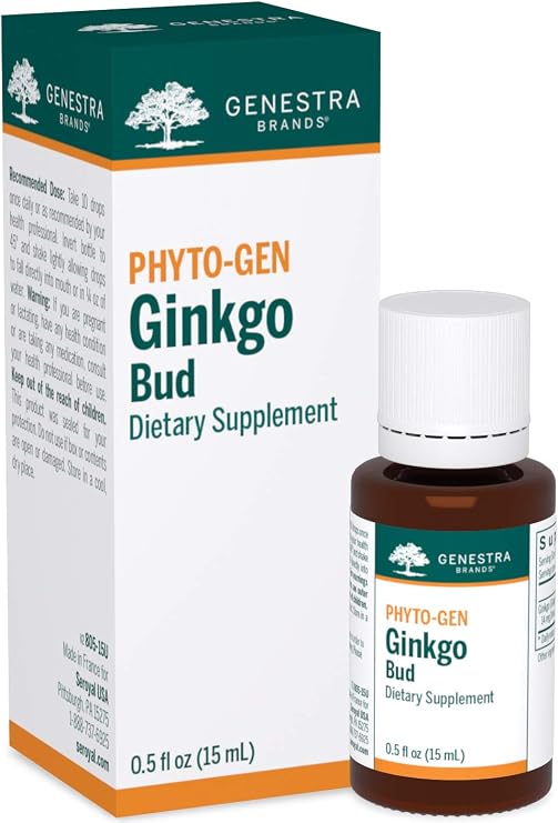 Genestra Brands Ginkgo Bud, 0.5 fl. oz. | Herbal Supplement, Circulatory System Support, Phytoembryotherapy, Rich In Beneficial Phytonutrients