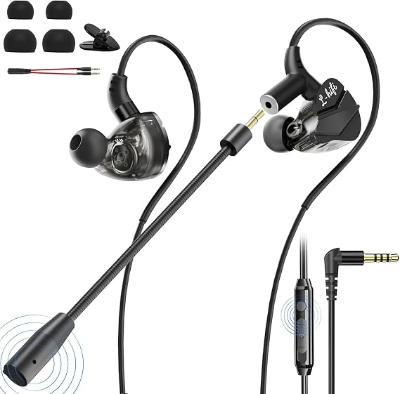Wired Gaming Earbuds with Mic, Deep Bass in-Ear Headphones for PS5 PC Online Class(Black)