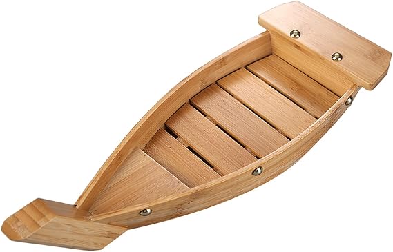 Wooden Sushi Boat Serving Tray, 17.7 Inch Sashimi Serving Plate for Restaurant or Home, Natural Wooden Food Safe & Eco Friendly (45 x 17cm/17.7 x 6.7inch)