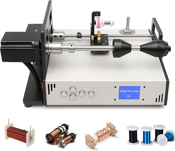 Automatic Coil Winding Machine for Tubes, Industrial Grade Programmable Winder with LCD Screen, Speed 120-900 RPM, 0.01MM Precision for Fishing Line