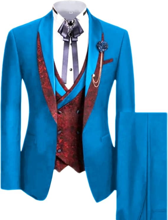 Sxfashbrd Men's Regular Suits Classic Slim Fit 3 Piece Set Blazer Jacket Dalily Business Tuxedo Groomsmen Party Blazer
