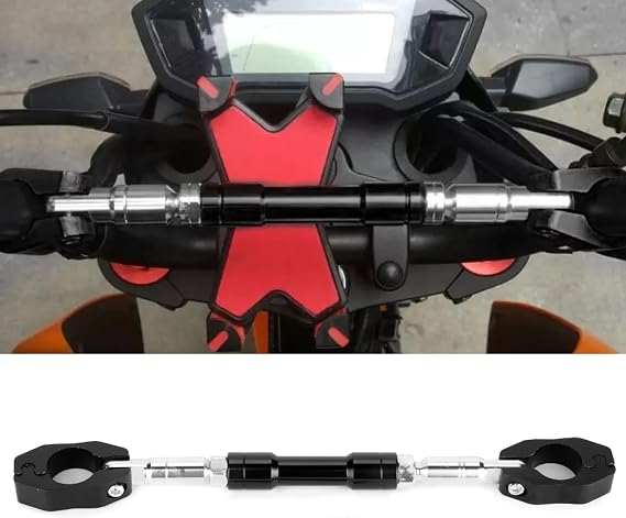 Anauto Motorcycle Handlebar Brace Crossbar Universal Adjustable 22mm Black Aluminium Alloy Strengthen Lever Bar Balance Lenker