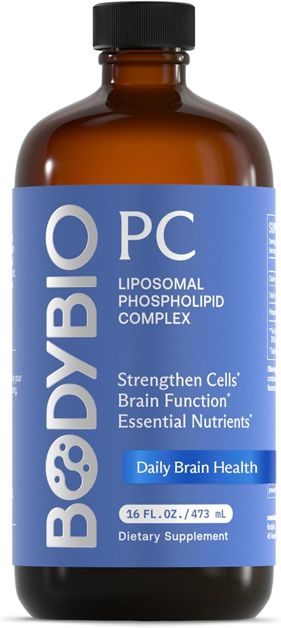 BodyBio PC - Phosphatidylcholine for Brain Health, Mental Clarity, Cognitive Function, Cellular Repair & Healthy Aging, Phospholipid Complex Supplement for Gentle Daily Detox 16 FL OZ