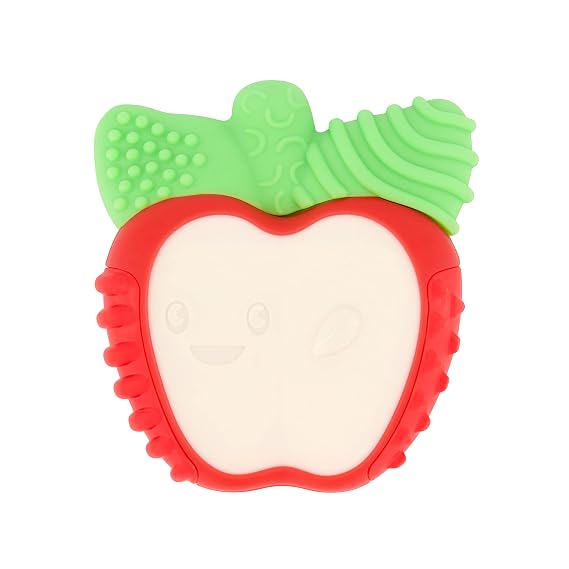Infantino Lil' Nibbles Apple Teether, Vibrating Bristle Gum Soother