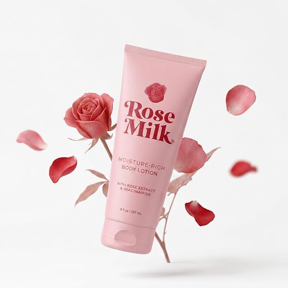 Rosemilk Body Lotion with Niacinamide & Rose Extract | Moisture-Rich Body Cream for Women | Brightening, Deep Hydration & Skin Barrier Care | Clean Beauty Lotion | 8 Fl Oz | 1-Pack