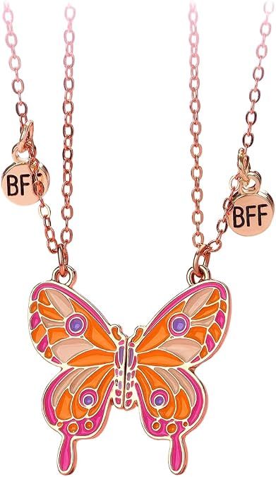 Charm Butterfly Best Friend Necklace for 2, Matching BFF Friendship Pendant Magnetic Choker for Women