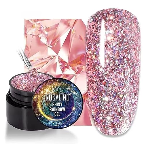 Pink Reflective Gel Nail Polish, Diamond Nail Glitter, Holographic Nail Polish, Nail Art DIY Manicure Salon, DIY Nail Design, Nail Art Gifts for Girls Women A514