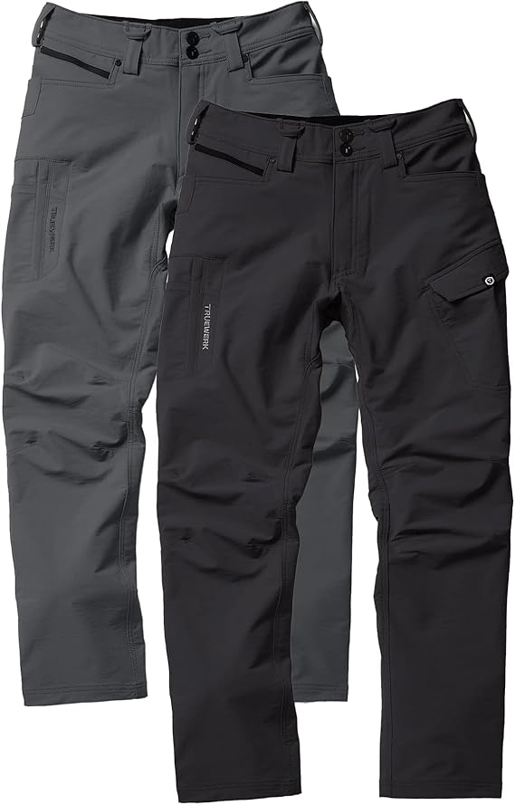 TRUEWERK Men's Work Pants - T2 WerkPant Technical Workwear, 34W X 32L, Deep Grey & Black Bundle