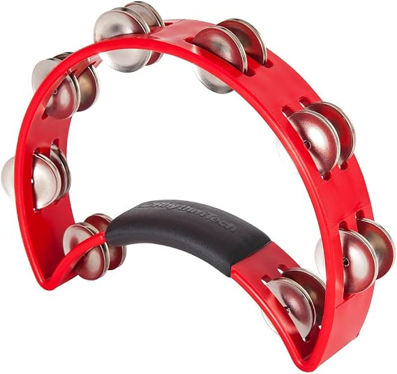 RhythmTech RT1030 Tambourine, Nickel Jingles, Red