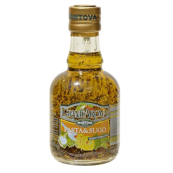 Mantova GrandAroma Pasta and Sugo Extra Virgin Olive Oil, made in Italy, cold-pressed, 100% natural, heart-healthy cooking oil perfect for tomato sauces, pasta, garlic bread, meats, or pan frying, 8.5 oz