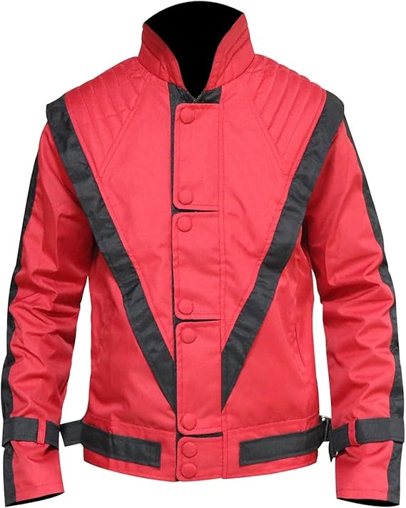 Mens MJJ Thrilleer Red Leather Jacket | Thriller Jacket for Adult Costume for Halloween