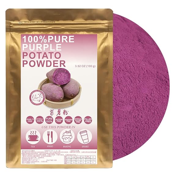100% Natural Purple Potato Powder , 100g/3.52oz For Baking | Pure Purple Sweet Potato Powder, Purple Food Coloring Powder. Great For Drinks. Non-GMO. Purple Yam Powder.