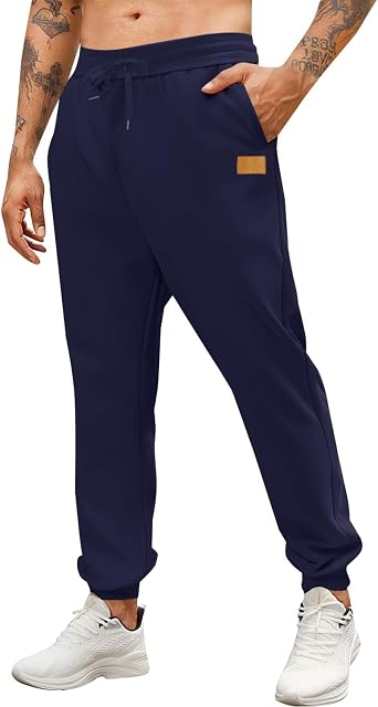 Sweatpants for Men Drawstring Waisted Joggers Casual Loose Fit Cuffed Leg Pants Fashion Streetwear with Pockets