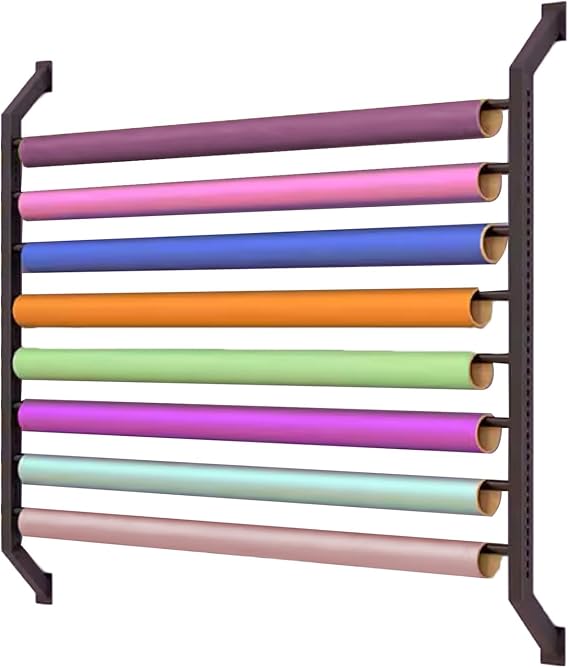 Commercial Fabric Roll Storage Rack,Large Textile Fabric Display Rack with Adjustable Hanging Rod,for Leather Roll/Curtain Studio/Wallpaper Vinyl Roll(130X174CM-6 Tiers)