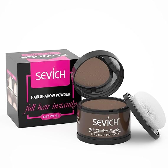 Sevich Hairline Powder,Instantly Conceals Hair Loss, Root Touch up Powder, Hair Shadow Toppers for Women & Men, Touch Up for Thinning Gray Hair, Windproof & Sweatproof,Medium brown