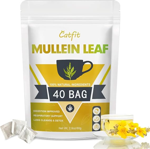 Mullein Leaf Tea Bags for Lungs Cleanse and Respiratory Support