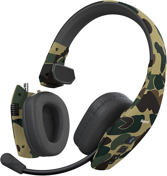 BlueParrott S650-XT Bluetooth 2-in-1 Convertible Stereo to Mono Headset with Activate Noise Cancellation and Up to 36 Hours of Talk time, Fred Bear Camouflage