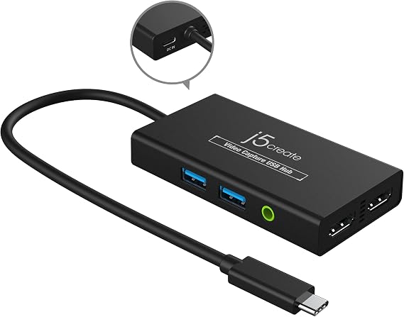 j5create Video Capture Card with PD 60W Pass-Through Charging