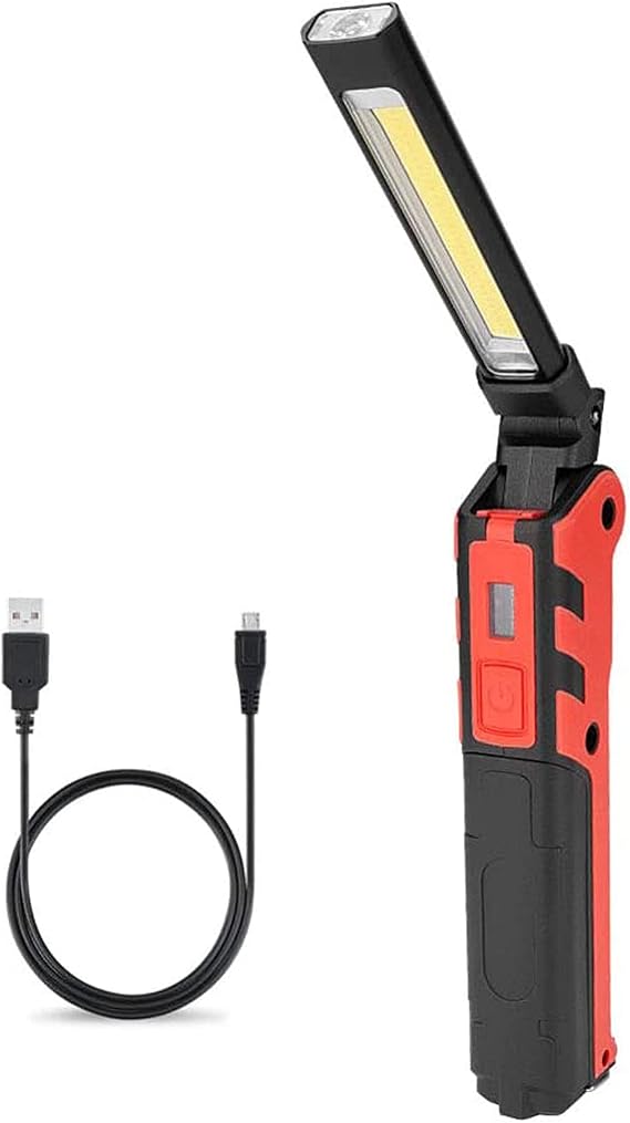 270 Rotation Foldable LED Flashlight, Water-Resistant, USB Rechargeable, Magnetic Base, 100 Lumen