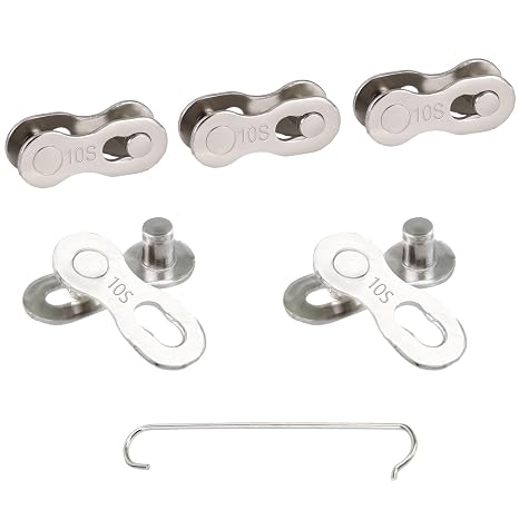 Bicycle 10-Speed Chain Joint Missing Link Steel Durable Lightweight Easy to Install Reusable Bicycle Chain Accessory Set of 5