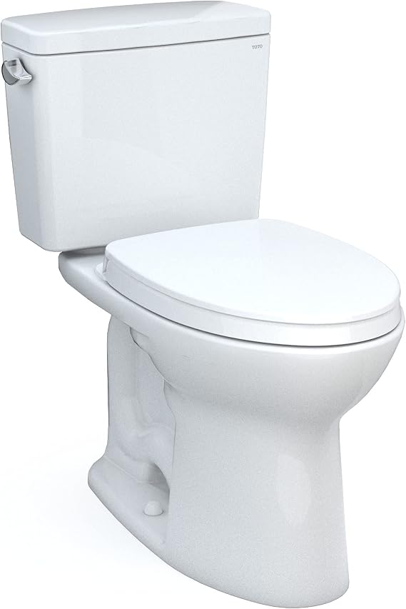 TOTO Drake Two-Piece Elongated 1.6 GPF Universal Height TORNADO FLUSH Toilet with 10 Inch Rough-In, CEFIONTECT, and SoftClose Seat, WASHLET+ Ready, Cotton White - MS776124CSFG.10#01