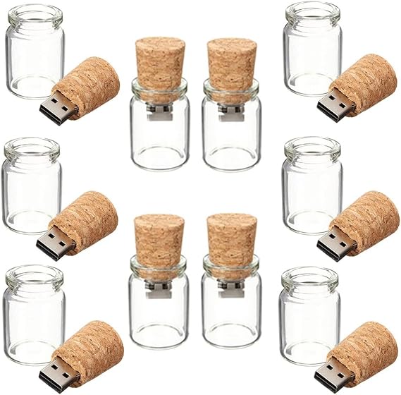 10 PCS Drift Bottle USB Flash Drive Memory Stick Transparent Glass Thumb Drive USB2.0 32GB (USB3.0 32GB)