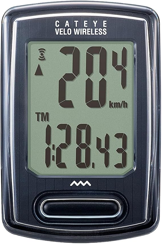 CATEYE Velo Wireless Bike Computer | Calorie Tracking, Auto Start/Stop, Programmable Odometer, Waterproof IPX8, Secure Zip-Tie Mount