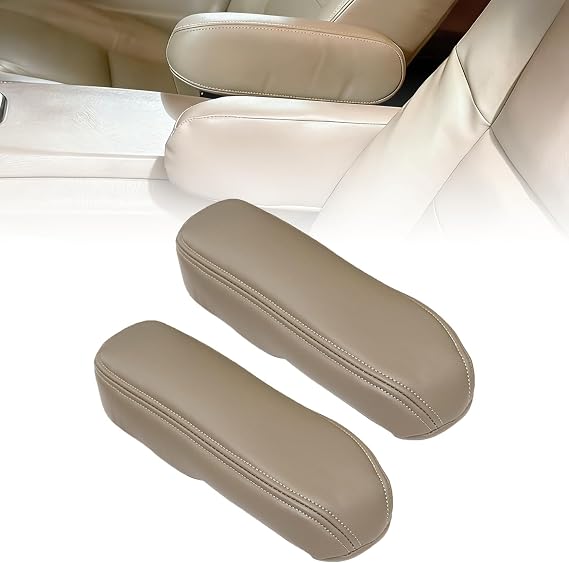 NLQR 1 Pair Front Seat Armrest Cover Fit for Ford F150 F250 F350 F450 F550 Excursion 1999 2000 2001 2002 2003 2004 2005 2006 2007,Replacement Truck Interior Accessories Tan Microfiber Leather